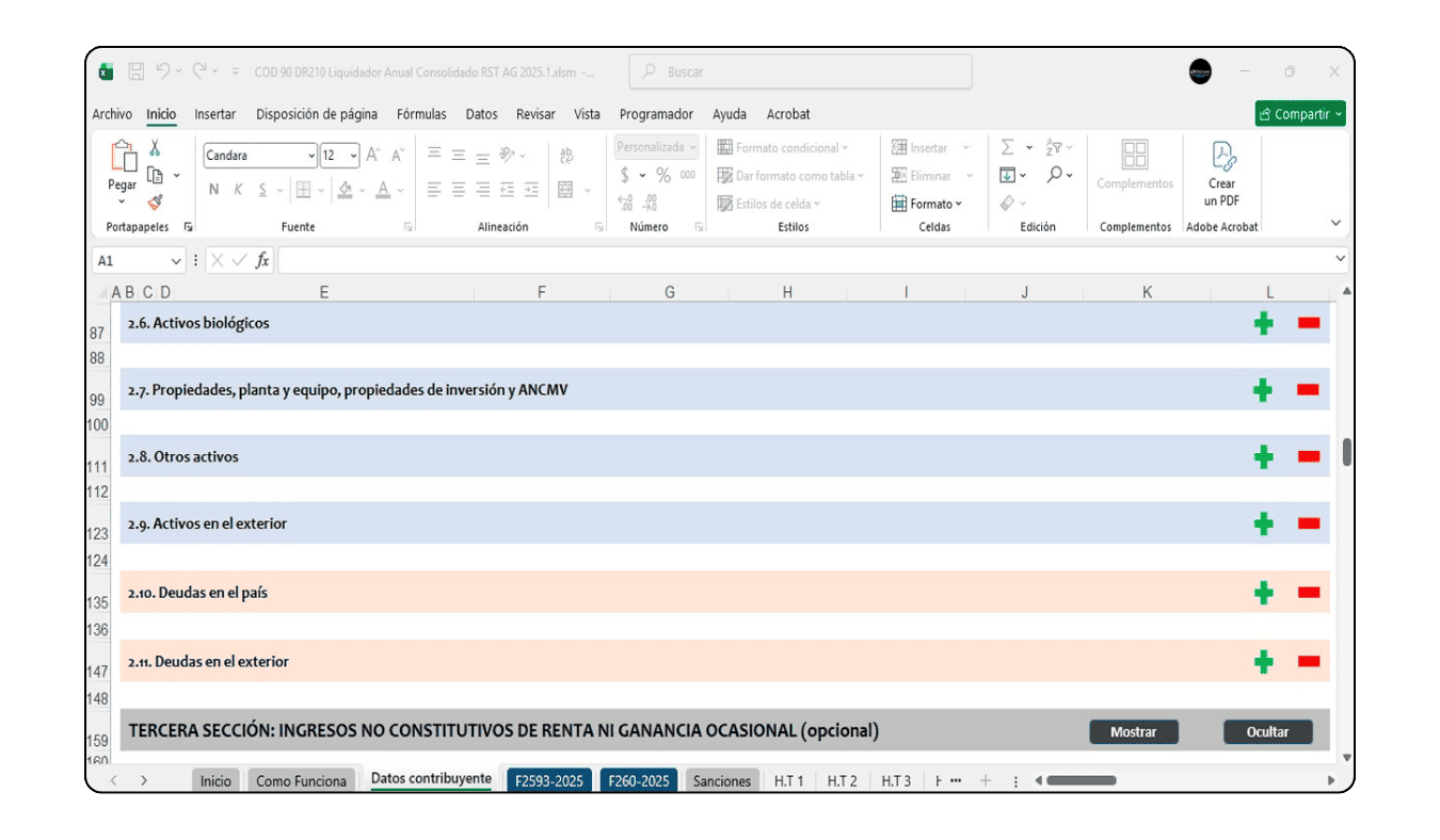 Herramienta para realizar ajustes manuales por diferencias en la información municipal del F2593.