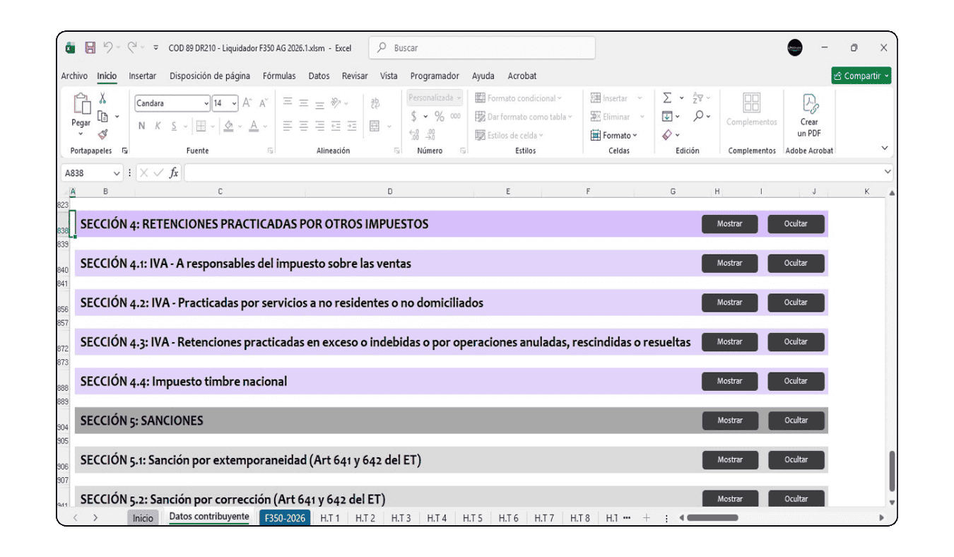 Generación del anexo (Hoja 2) del Formulario 350, con la precisión técnica de Ceta.org.co