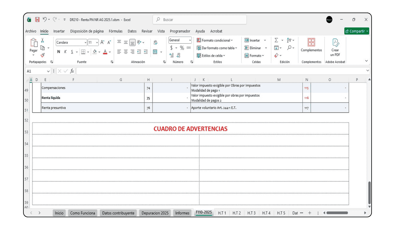 Evaluación automática de beneficio de auditoría y validación de obligación de presentar información exógena.