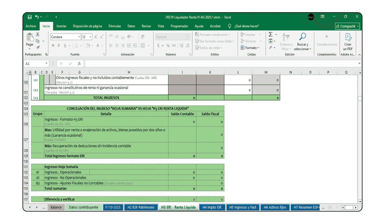 Plantillas para el cálculo de impuesto diferido deducible, imponible y diferencias permanentes.