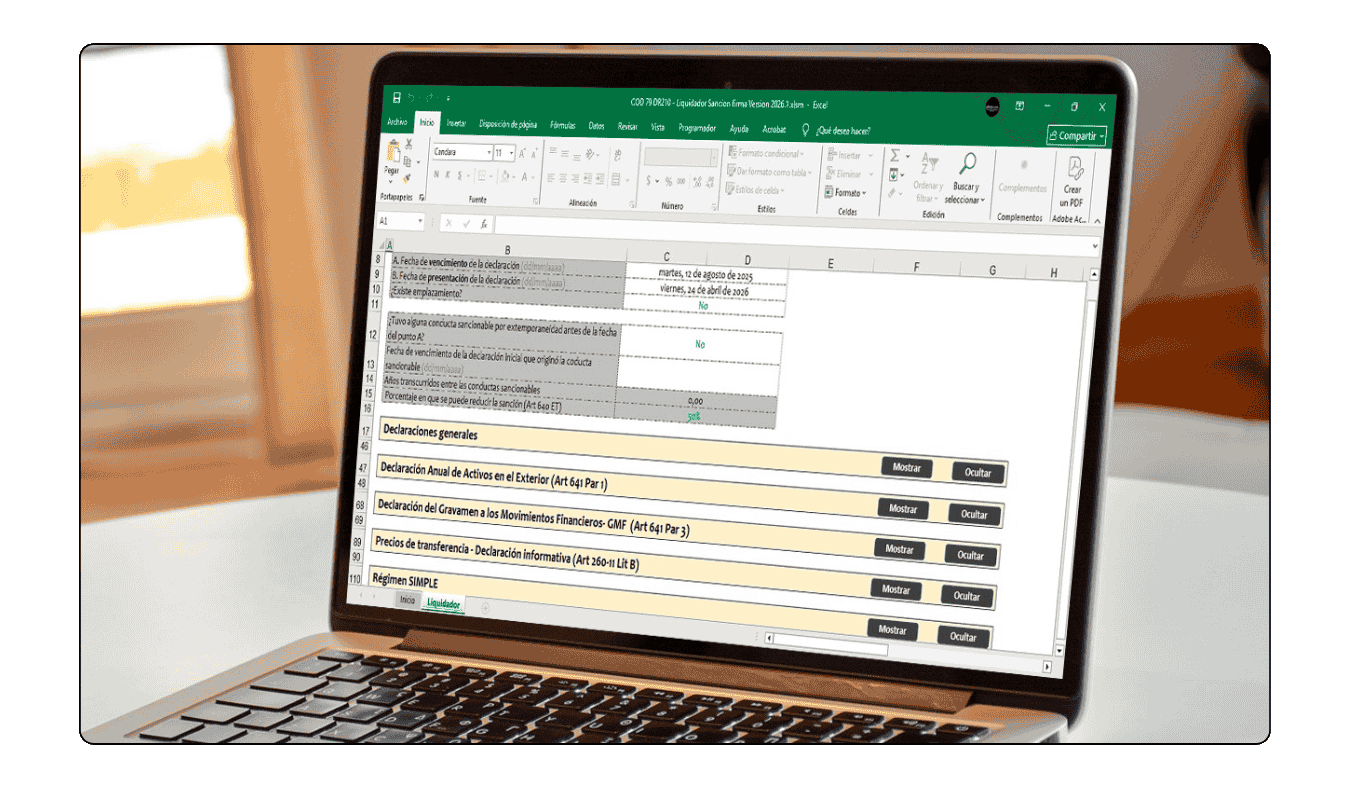 Control de sanción mínima del artículo 639 del Estatuto Tributario para el año 2026.
