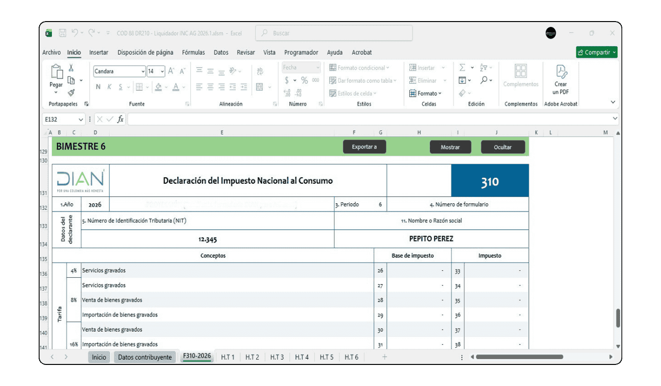 Conciliación mensual de INC y base para el reporte de información exógena Formato 1006.