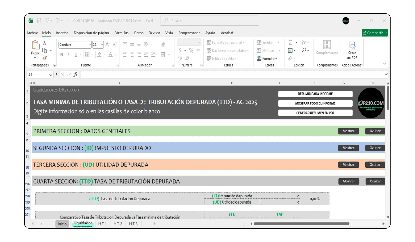 Cálculo de tasa mínima de tributación para sociedades objeto de consolidación tributaria en Colombia.