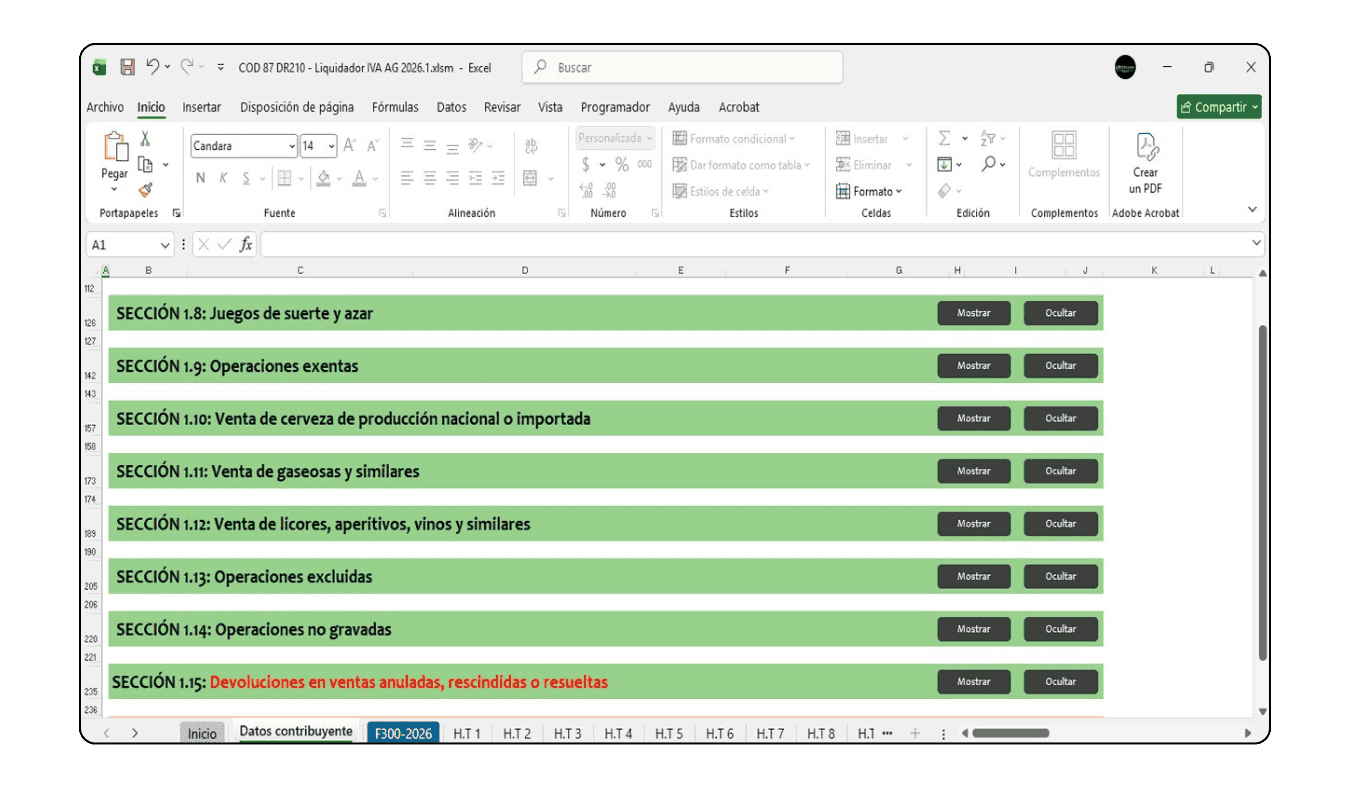 Módulo de control de saldos a favor de IVA por periodos gravables en el año 2026.