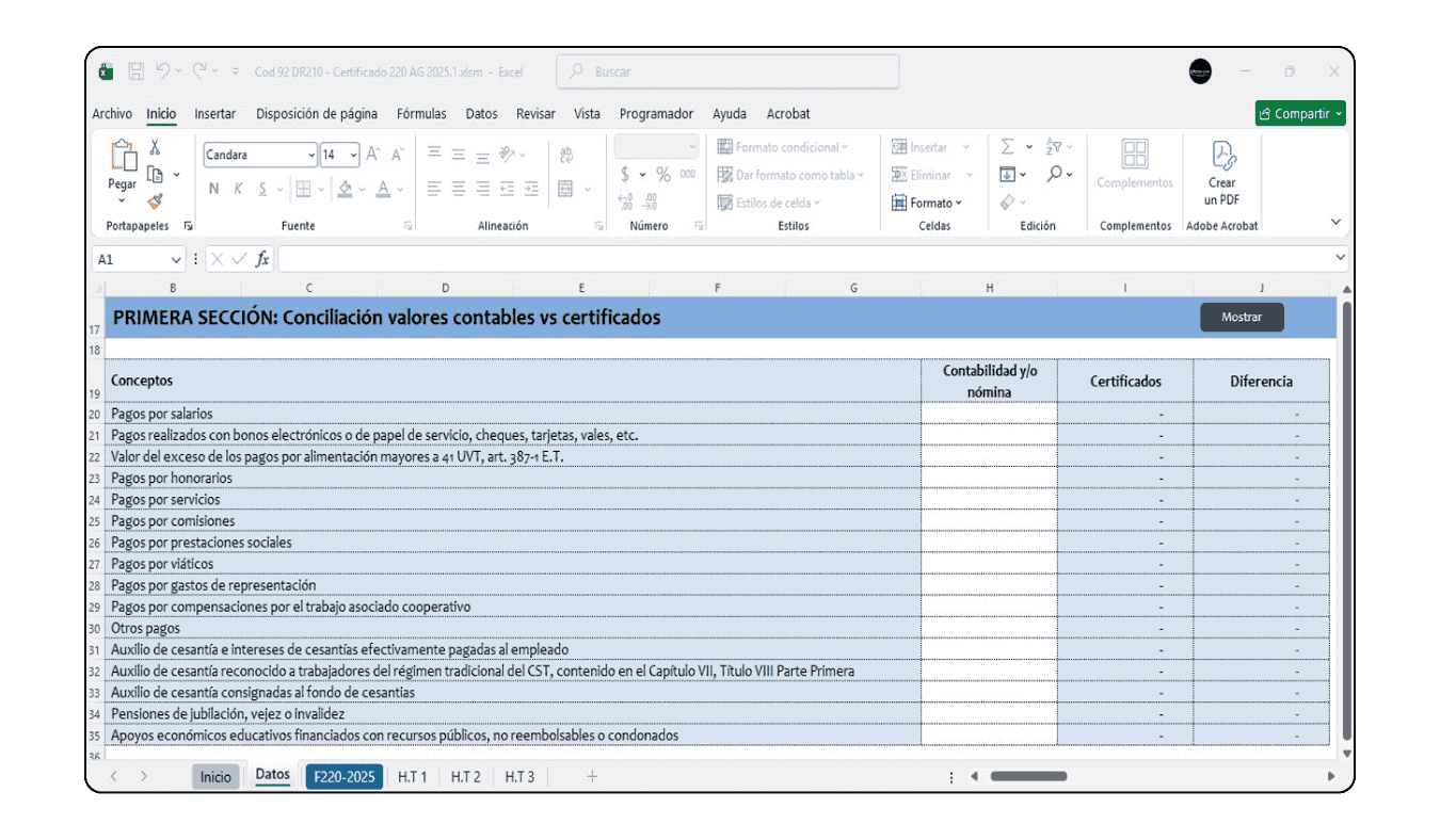 Exportación automática masiva a PDF de certificados de ingresos identificados por nombre y cédula.