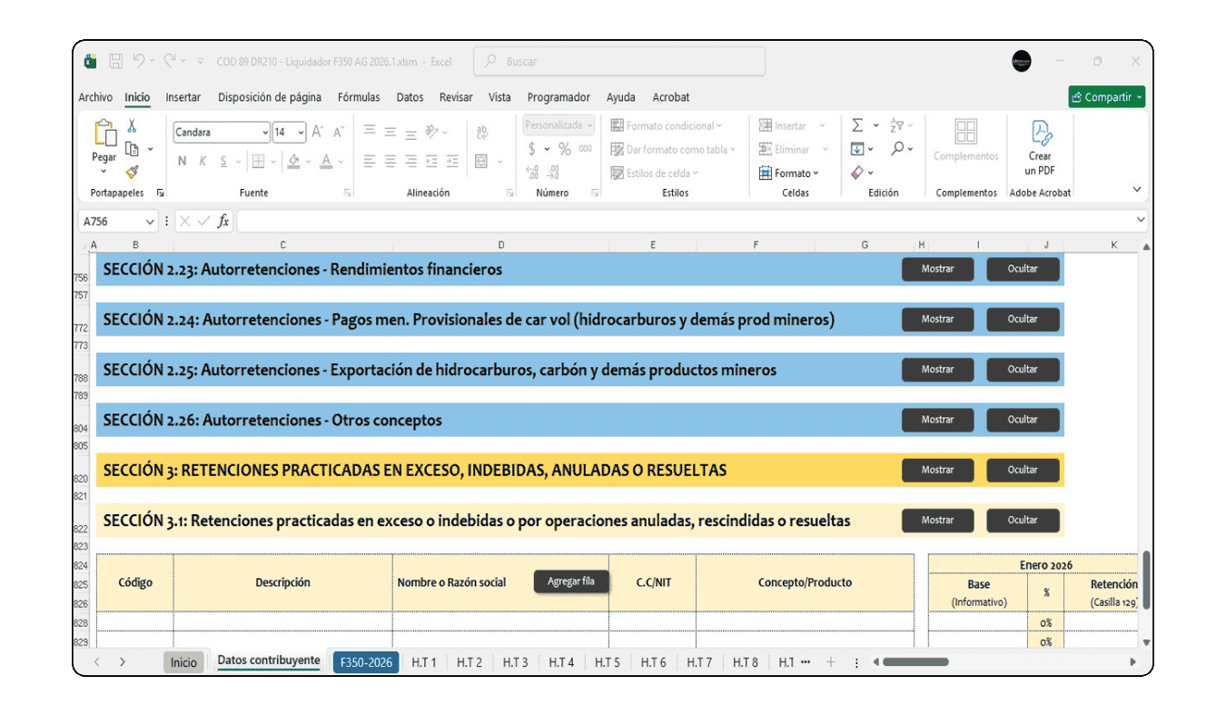 Función de exportación a PDF del Formulario 350, más rápido que los reportes estándar de Siigo.