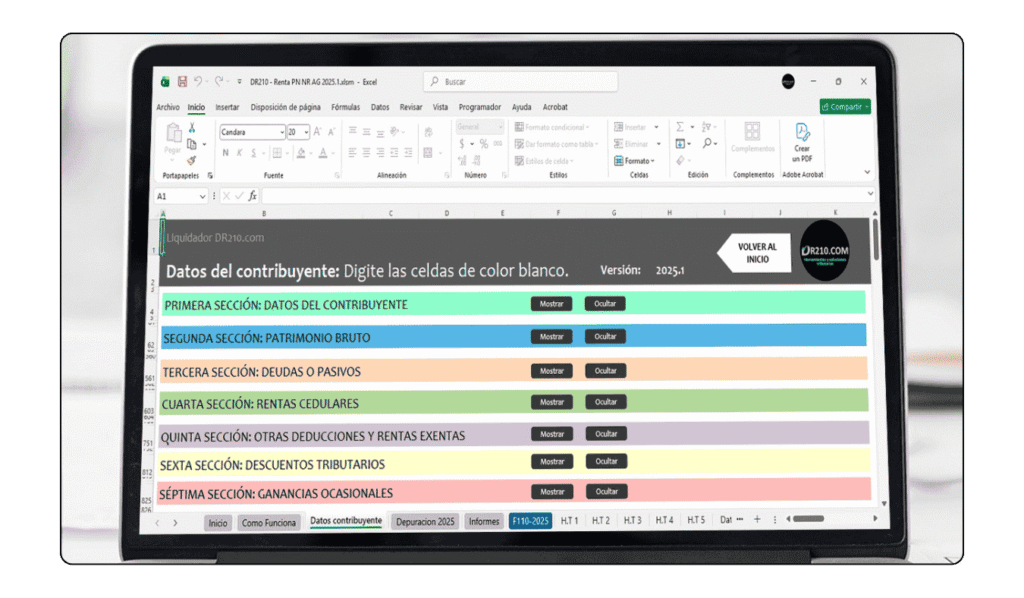 Compatibilidad del liquidador en Excel con Windows, Mac y clave de acceso personalizada.