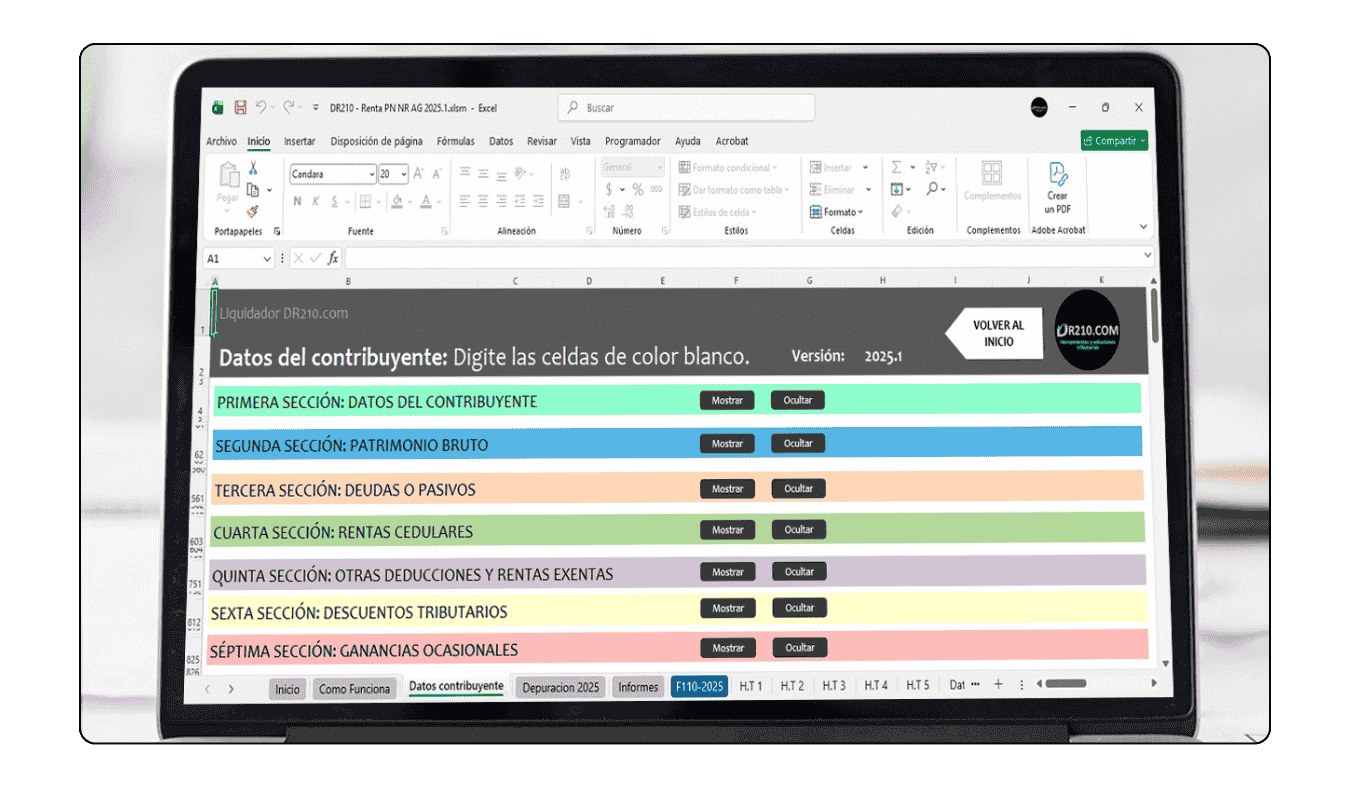 Compatibilidad del liquidador en Excel con Windows, Mac y clave de acceso personalizada.