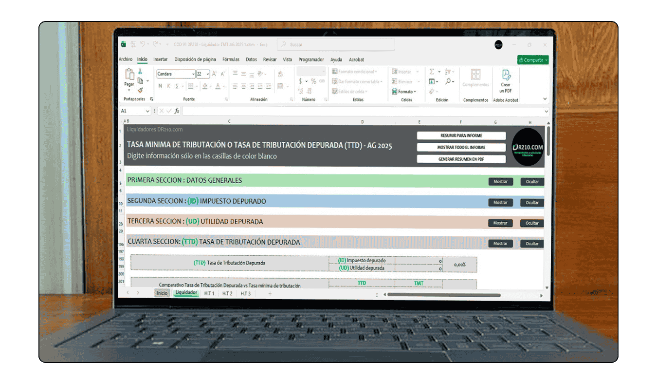 Cálculo automático del impuesto a adicionar en la casilla 95 del Formulario 110 de la DIAN.