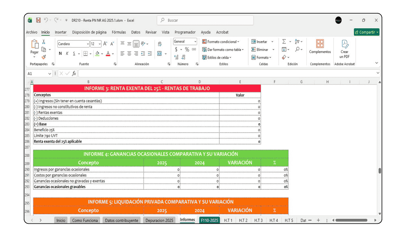 Módulo de generación de 12 informes detallados exportables a PDF para entrega al cliente.