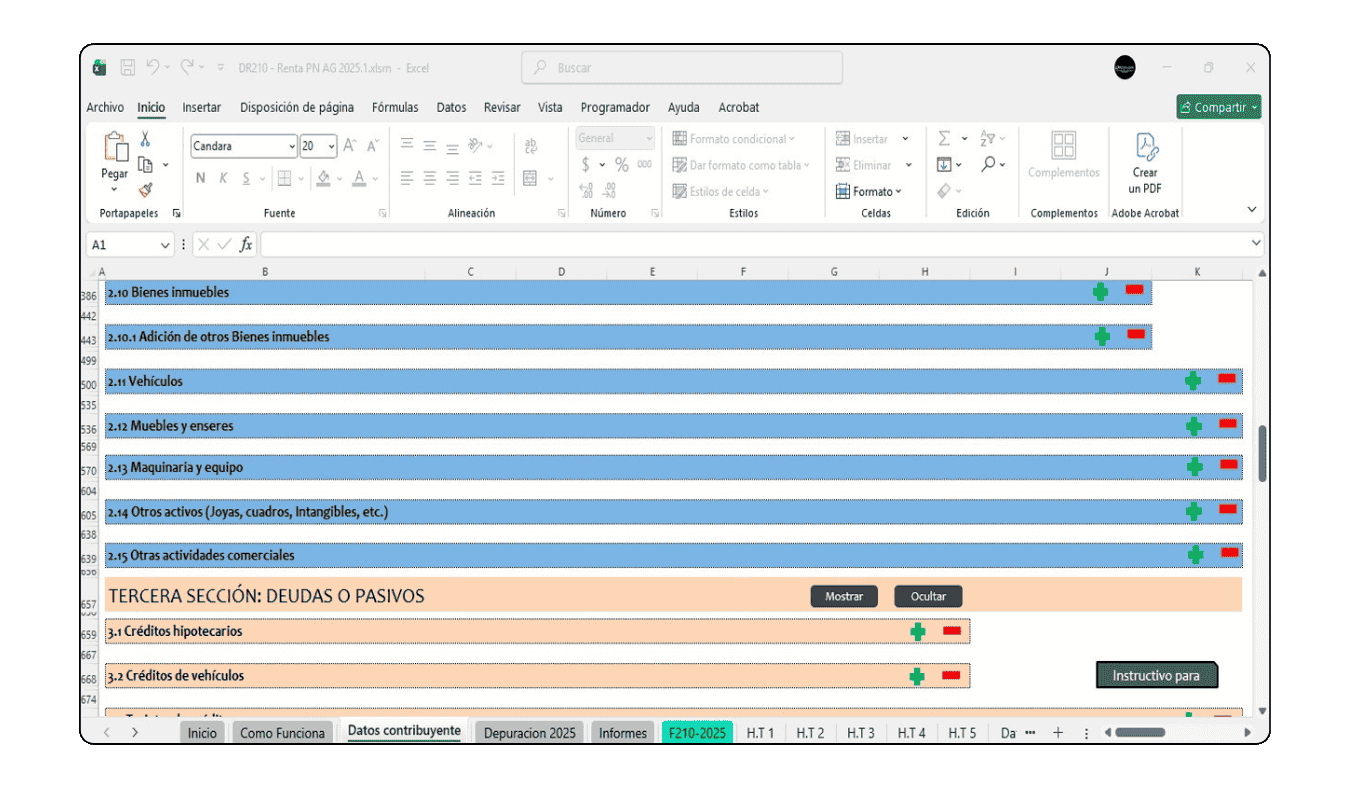 Hoja de liquidación privada con gráfico comparativo AG 2025