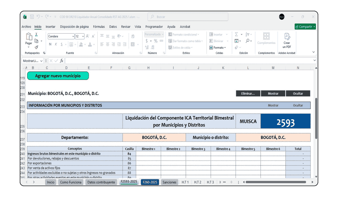 Liquidador para la declaración anual consolidada del Régimen Simple de Tributación AG 2025.