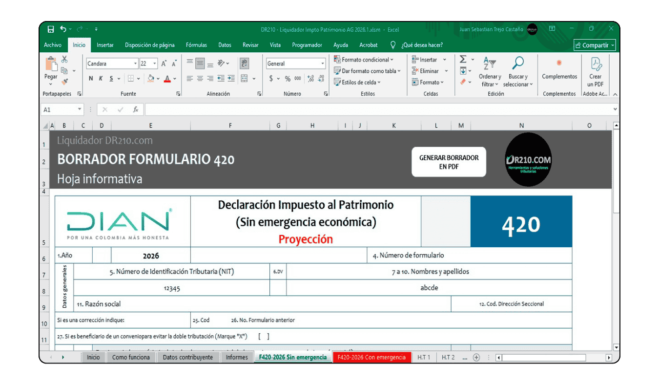 Liquidador de Impuesto al Patrimonio 2026 para patrimonios superiores a 40.000 UVT.