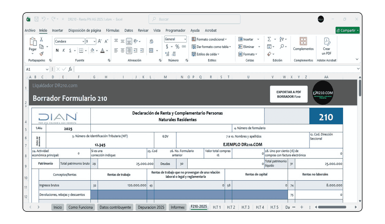 Mensajes de control y alertas automáticas en liquidador de renta 2025