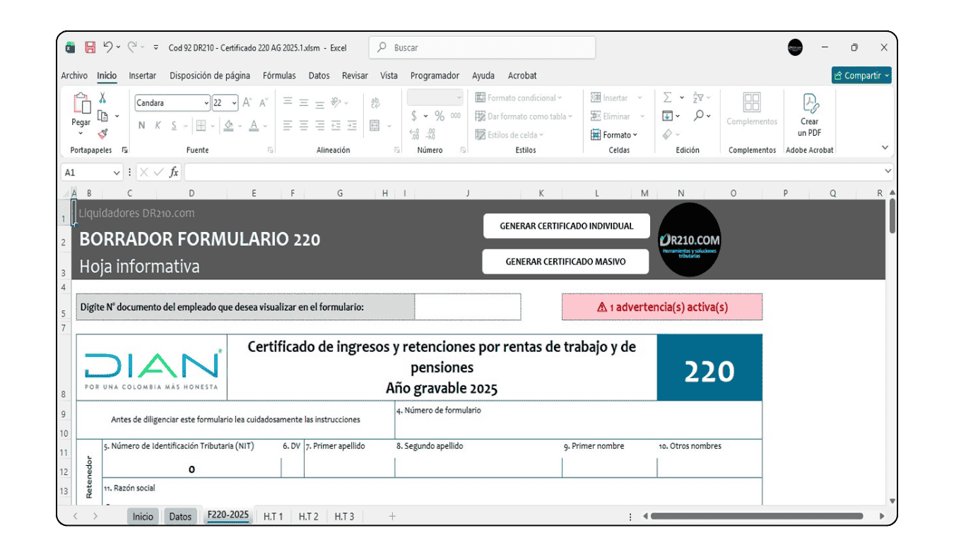 Sistema de numeración consecutiva automática y listas desplegables de departamentos y municipios.