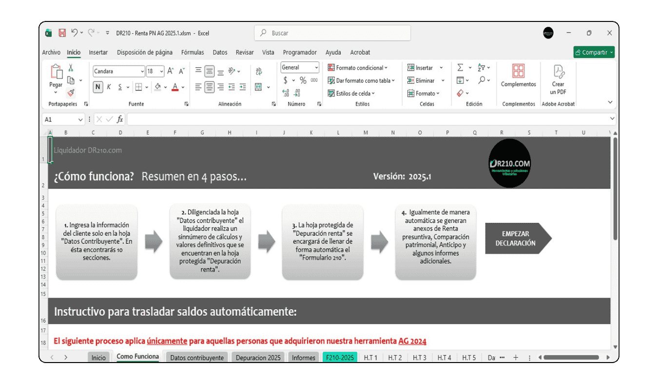 Cálculo de renta líquida por comparación patrimonial AG 2025