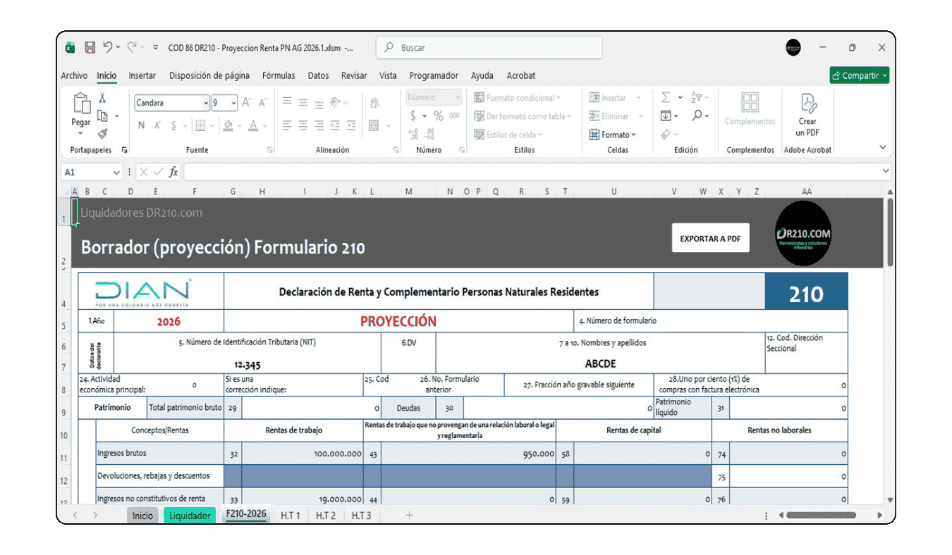 Cálculo de retención y depuración para rentas de trabajo y honorarios con compensación de servicios personales.