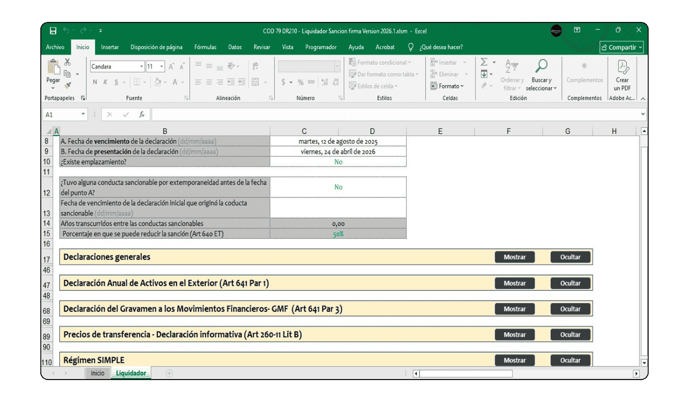 Sanción por no firmar declaración anual consolidada del Régimen Simple de Tributación 2026.