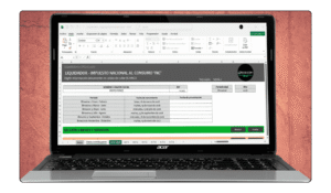 Liquidación de INC con tarifas del 4%, 8% y 16% para servicios gravados y venta de bienes.