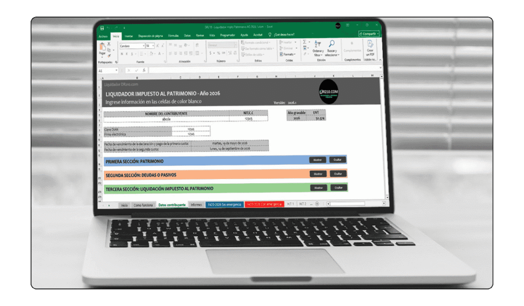 Tabla de tarifas marginales aplicables al impuesto al patrimonio año 2026.