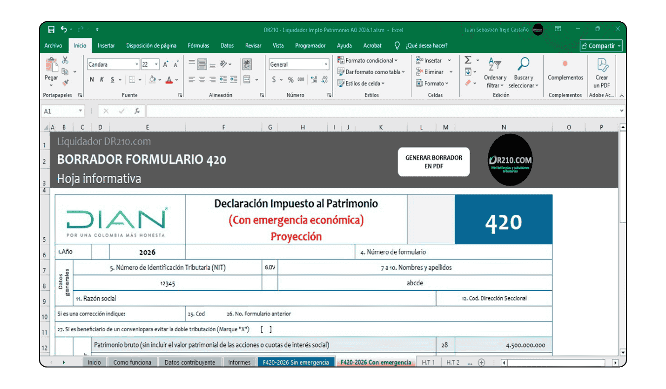 Modelo de valoración para acciones que cotizan y no cotizan en bolsa para impuesto al patrimonio.