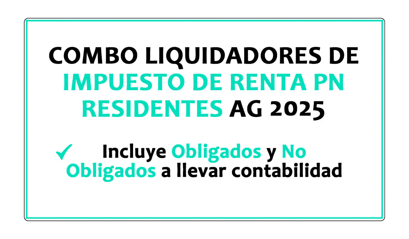 Combo Impuesto de Renta 2025 Personas Naturales Residentes en Excel preventa Colombia obligados y no obligados a contabilidad
