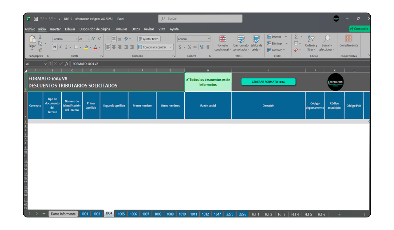 control de ingresos costos y deducciones para exógena año 2025