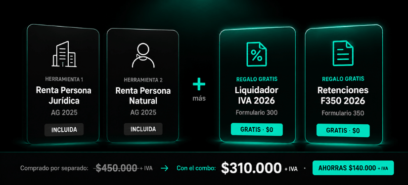 Combo Renta Persona Jurídica y Natural AG 2025 con IVA y Retenciones gratis