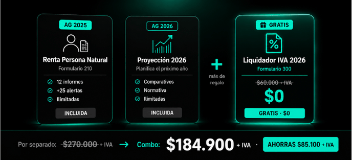 Combo Renta PN AG 2025 y Proyección 2026 con IVA gratis